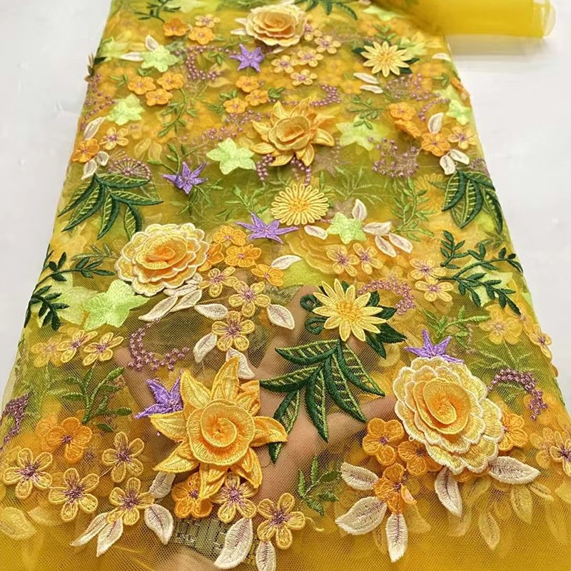 Textile For Sewing - 90x130cm 3D Floral Embroidered Tulle Lace