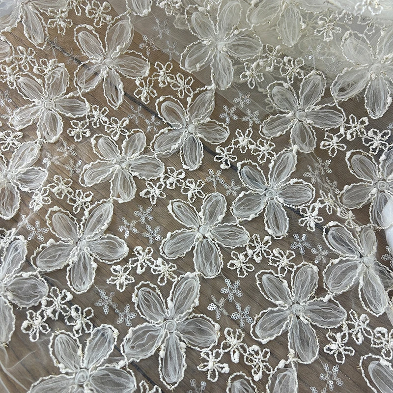 3D Embroidered Sequin Mesh Fab - đánh giá và giá Textile Sewing Techniques