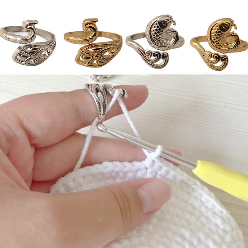 Ring Knitting Loop Crochet Too - đánh giá và giá Sewing Thimble Metal