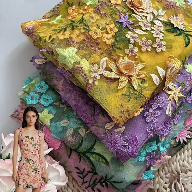 90x130cm 3D Floral Embroidered - đánh giá và giá Textile For Sewing
